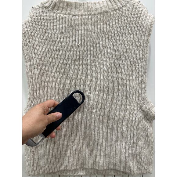 Women's Saint Laurent Cream Diamond Detail Short Sleeve Sweater Top Size S - Picture 3 of 10